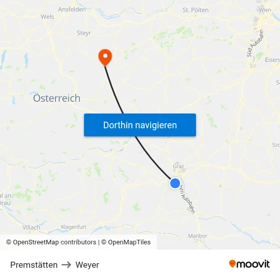 Premstätten to Weyer map