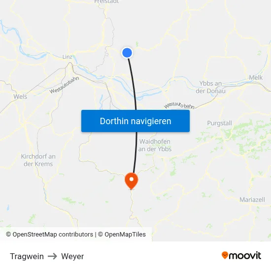 Tragwein to Weyer map