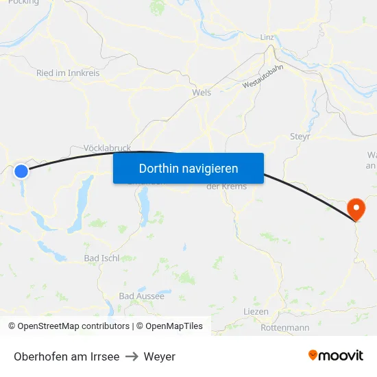 Oberhofen am Irrsee to Weyer map