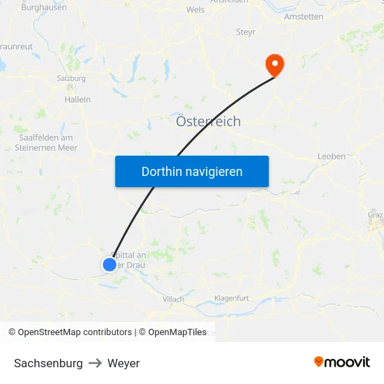 Sachsenburg to Weyer map