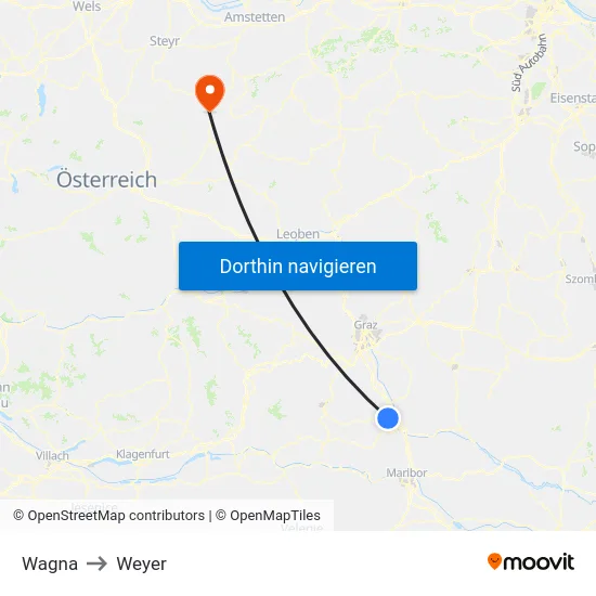 Wagna to Weyer map
