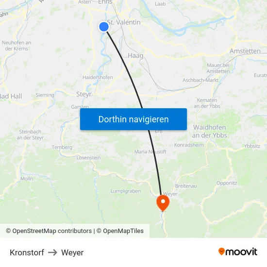 Kronstorf to Weyer map