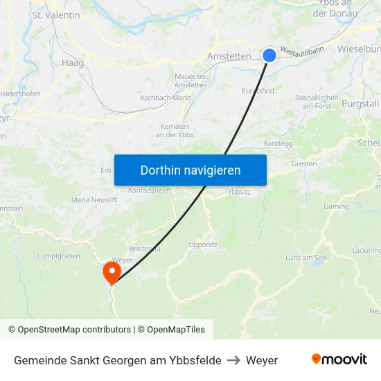 Gemeinde Sankt Georgen am Ybbsfelde to Weyer map