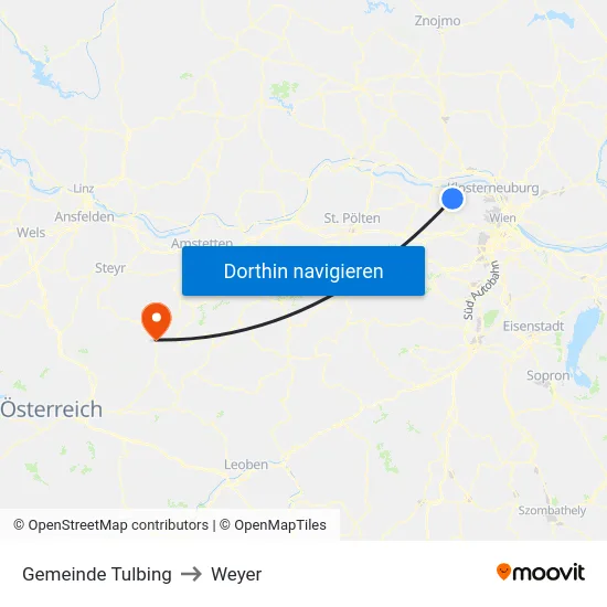 Gemeinde Tulbing to Weyer map