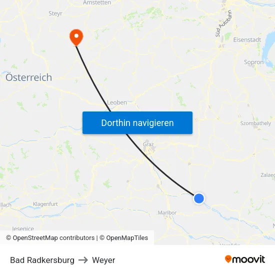 Bad Radkersburg to Weyer map