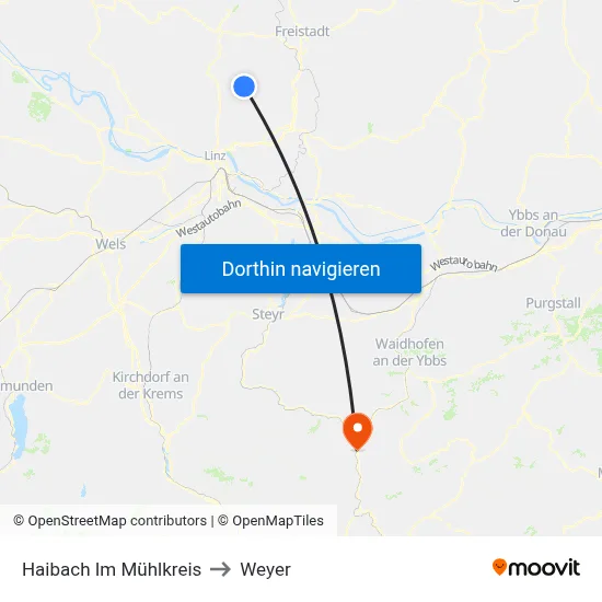 Haibach Im Mühlkreis to Weyer map