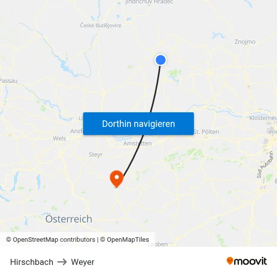 Hirschbach to Weyer map