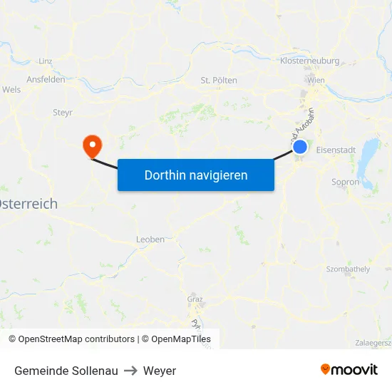 Gemeinde Sollenau to Weyer map