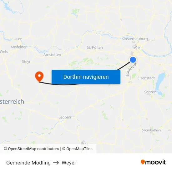 Gemeinde Mödling to Weyer map