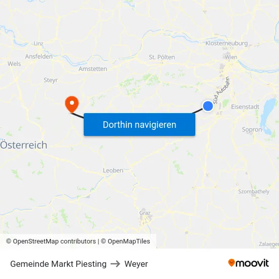Gemeinde Markt Piesting to Weyer map