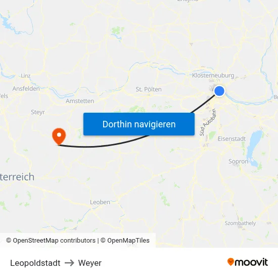 Leopoldstadt to Weyer map