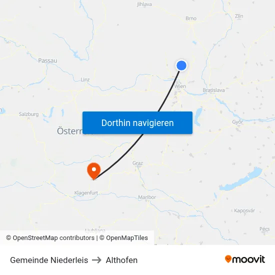 Gemeinde Niederleis to Althofen map