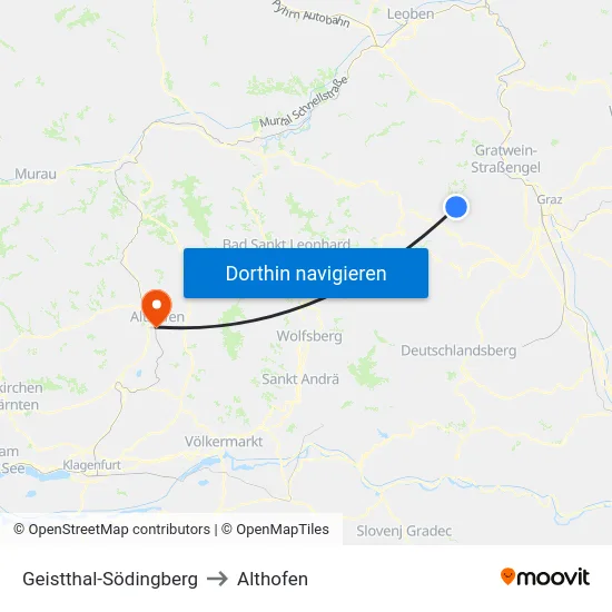 Geistthal-Södingberg to Althofen map