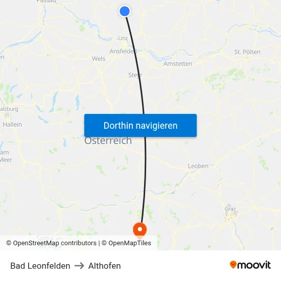 Bad Leonfelden to Althofen map