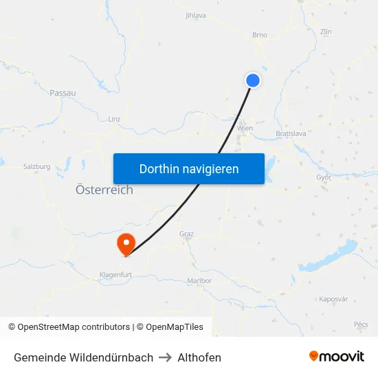 Gemeinde Wildendürnbach to Althofen map