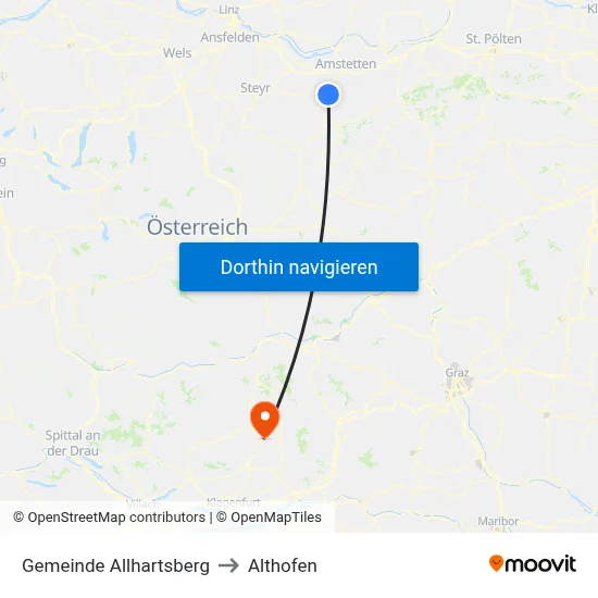 Gemeinde Allhartsberg to Althofen map