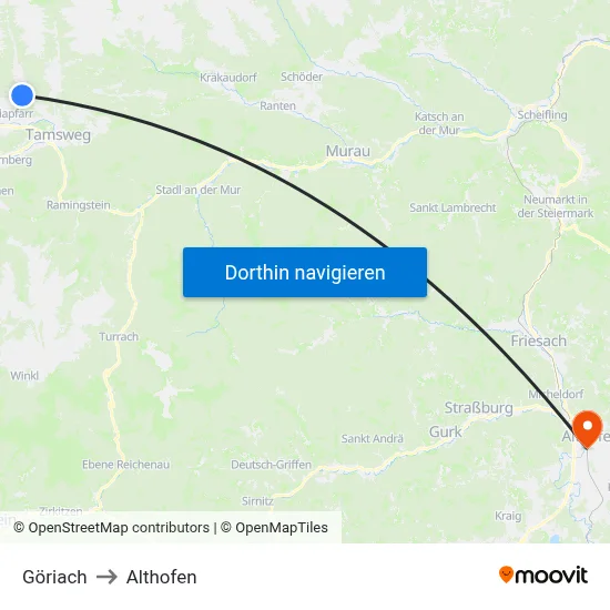 Göriach to Althofen map