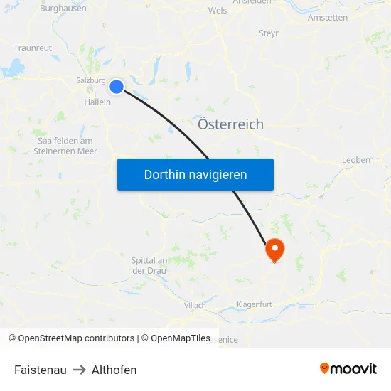 Faistenau to Althofen map