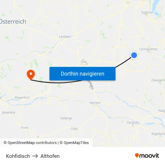 Kohfidisch to Althofen map