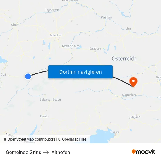 Gemeinde Grins to Althofen map