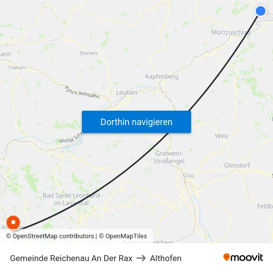 Gemeinde Reichenau An Der Rax to Althofen map