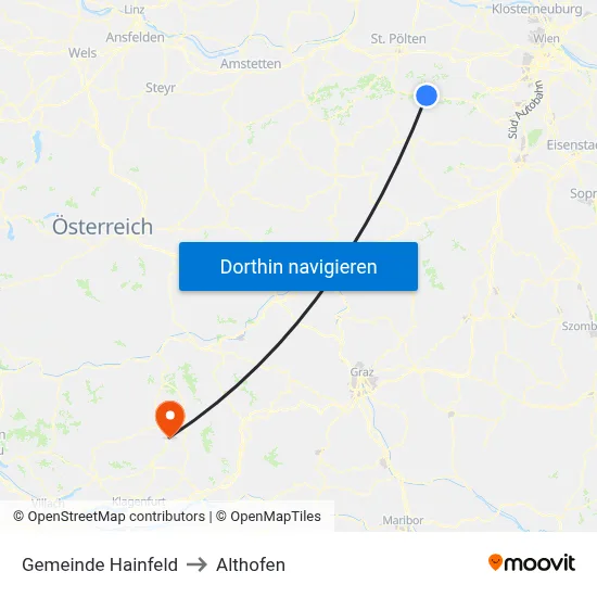 Gemeinde Hainfeld to Althofen map