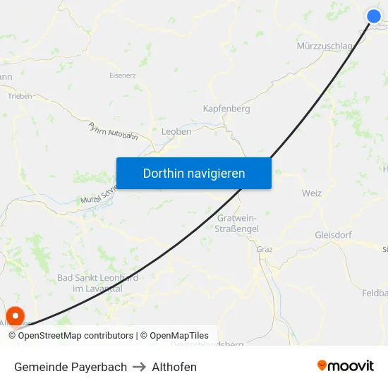 Gemeinde Payerbach to Althofen map