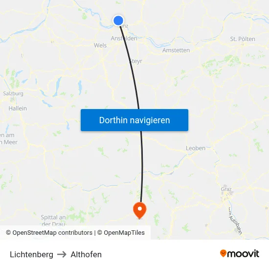 Lichtenberg to Althofen map