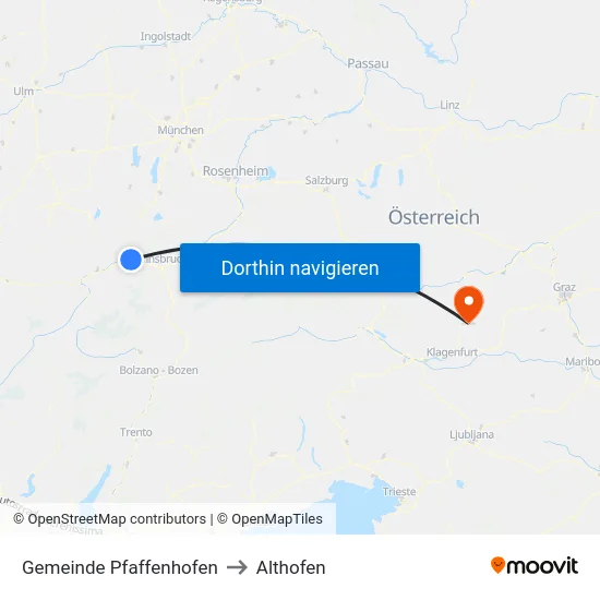 Gemeinde Pfaffenhofen to Althofen map