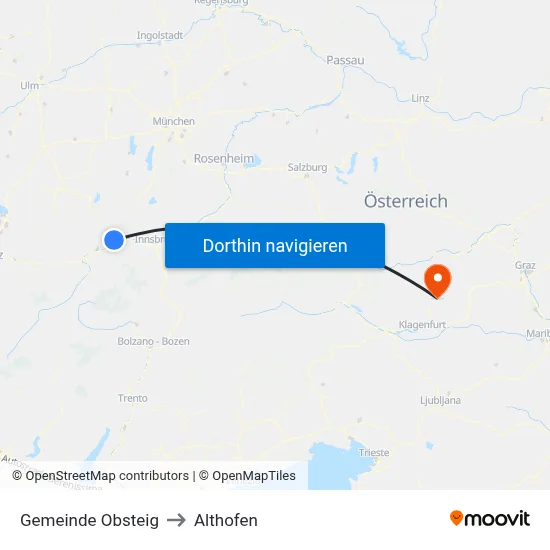 Gemeinde Obsteig to Althofen map