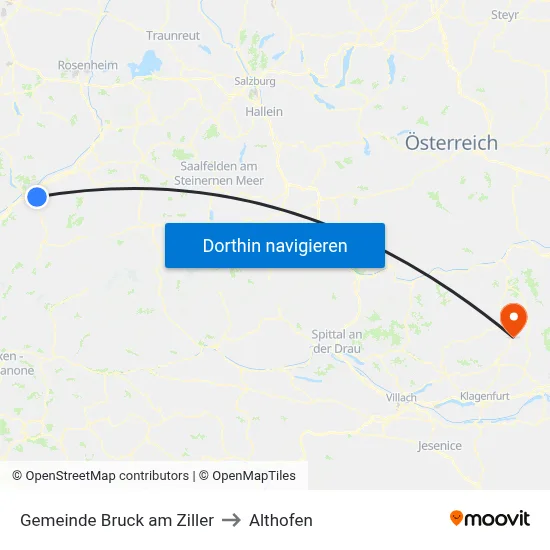 Gemeinde Bruck am Ziller to Althofen map