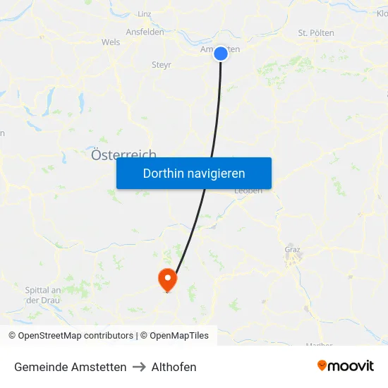 Gemeinde Amstetten to Althofen map