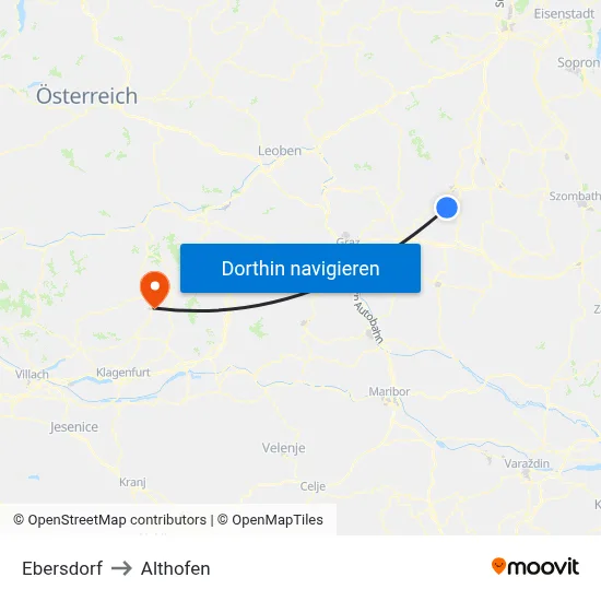 Ebersdorf to Althofen map