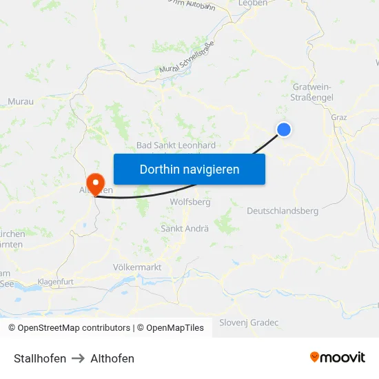 Stallhofen to Althofen map