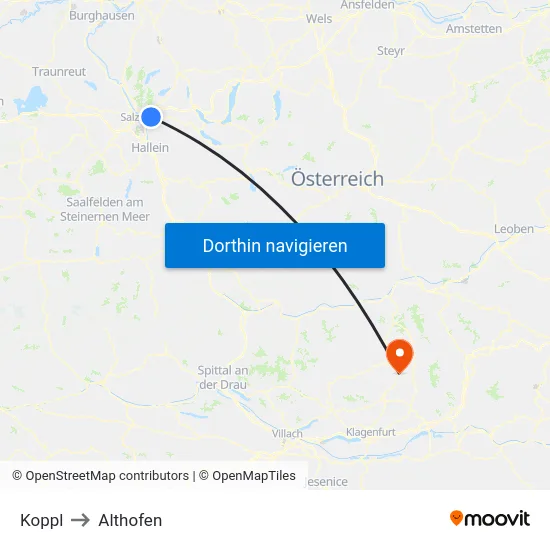 Koppl to Althofen map
