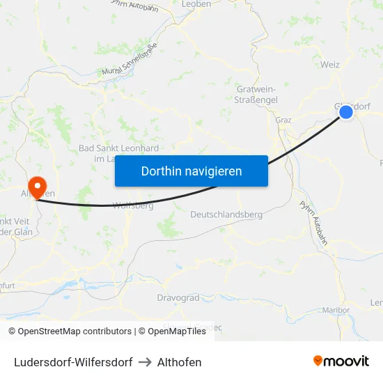 Ludersdorf-Wilfersdorf to Althofen map