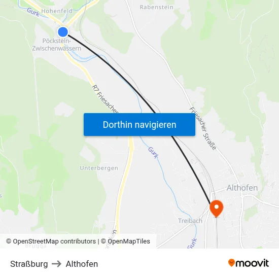 Straßburg to Althofen map