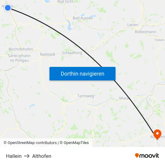 Hallein to Althofen map