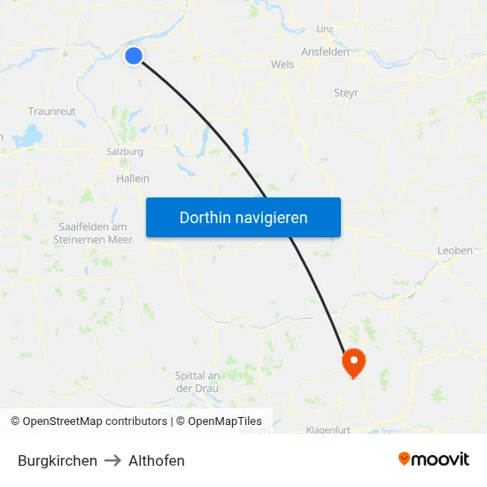 Burgkirchen to Althofen map