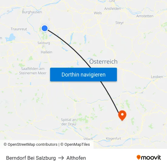 Berndorf Bei Salzburg to Althofen map