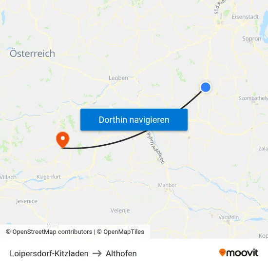 Loipersdorf-Kitzladen to Althofen map