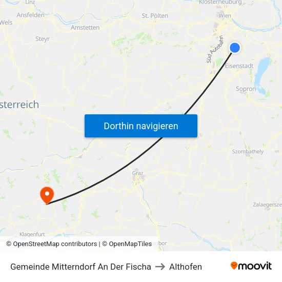 Gemeinde Mitterndorf An Der Fischa to Althofen map