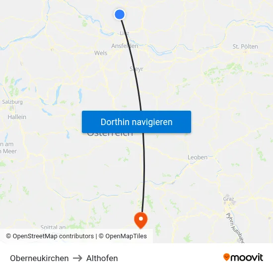 Oberneukirchen to Althofen map