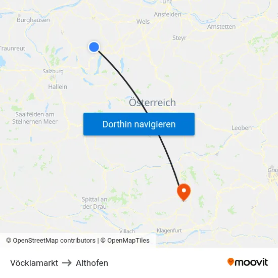 Vöcklamarkt to Althofen map