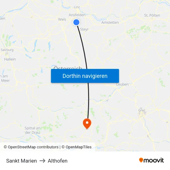 Sankt Marien to Althofen map