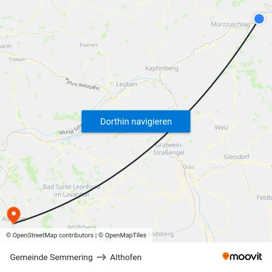 Gemeinde Semmering to Althofen map