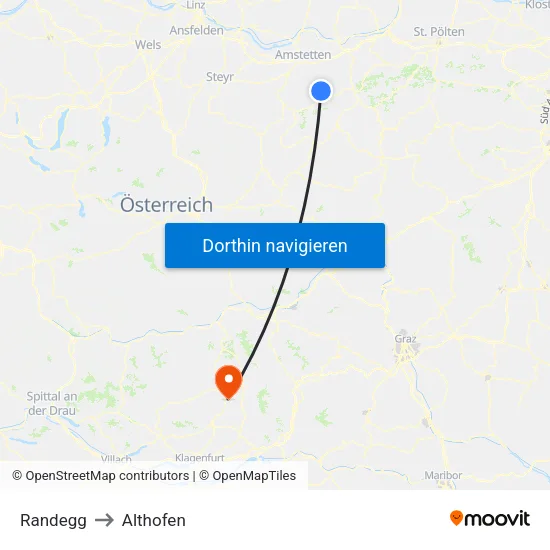 Randegg to Althofen map