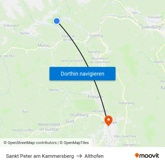 Sankt Peter am Kammersberg to Althofen map