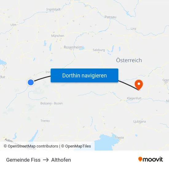 Gemeinde Fiss to Althofen map