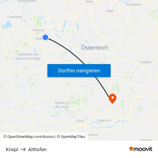 Krispl to Althofen map